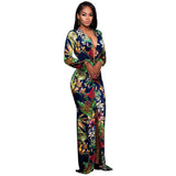 Sexy High Slit Printed Dress Arrival Women Clothing Deep V Plunge Plunge Long Sleeve Dress Plus Size