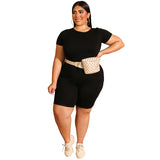Plus Size Solid Color Casual Pants Suit Women Two-Piece Suit