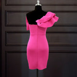 3D Bowknot Sexy One-Shoulder Ruffled Bow Slim High Waist Plus Size Evening Dress Women