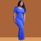 Plus Size Tight-Fitting Solid Color Wide Leg Pants Women Jumpsuit