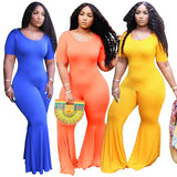 Plus Size Tight-Fitting Solid Color Wide Leg Pants Women Jumpsuit