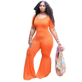 Plus Size Tight-Fitting Solid Color Wide Leg Pants Women Jumpsuit