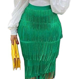 High Waist Stitching Tassels Slim-Fit Hip Skirt Party Pencil Skirt plus Size Women Skirt Skirt Plus Size