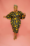 Plus Size Spring Summer Bell Sleeve Sleeve Polka Dot Print  Women Clothes Sheath Dress