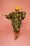 Plus Size Spring Summer Bell Sleeve Sleeve Polka Dot Print  Women Clothes Sheath Dress
