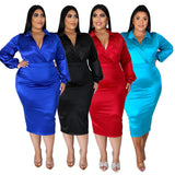 Plus Size Solid Color Fashion Casual Women Collared Lady Casual Suit Nightclub Outfit