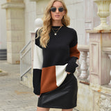 Winter Patchwork Personality Office Sweater Pullover Sweater Women