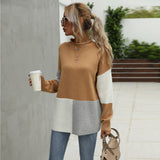 Winter Patchwork Personality Office Sweater Pullover Sweater Women