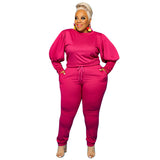 Plus Size Knitted Sweater Fall Winter Casual Two-Piece Suit  Women Suit