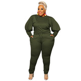 Plus Size Knitted Sweater Fall Winter Casual Two-Piece Suit  Women Suit