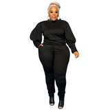 Plus Size Knitted Sweater Fall Winter Casual Two-Piece Suit  Women Suit