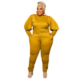 Plus Size Knitted Sweater Fall Winter Casual Two-Piece Suit  Women Suit