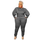 Plus Size Knitted Sweater Fall Winter Casual Two-Piece Suit  Women Suit