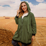 Plus Size Trench Coat Sweater Mid-Length Cardigan Hooded Coat Women All-Matching
