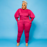 Plus Size Knitted Sweater Fall Winter Casual Two-Piece Suit  Women Suit
