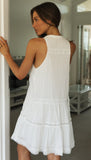 Clothes Holiday Short Dress Lace Patchwork Stand-up Collar Buttons Big Dress
