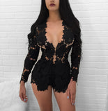 Women Clothing Lace Lace Long-Sleeved Blouse Pants Nightclub