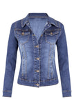 Autumn Winter Short Slim-Fitting Biker Stretch Denim Jacket Jacket Denim Jacket