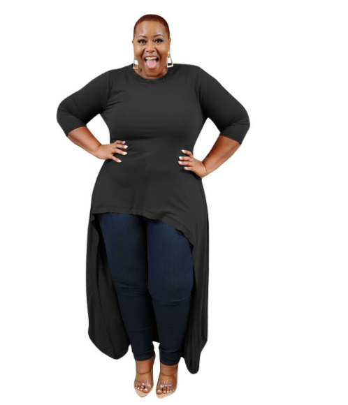 Plus Size Solid Color Stretch Knitted Loose Personalized  Women Dress