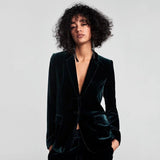Velvet Office plus Size One Button Casual Velvet Blazer for Women