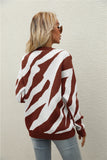 Winter Striped Personality Knitted Pullover Sweater Plus Size Women Round Neck Sweater