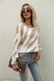 Winter Striped Personality Knitted Pullover Sweater Plus Size Women Round Neck Sweater