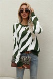 Winter Striped Personality Knitted Pullover Sweater Plus Size Women Round Neck Sweater