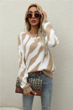 Winter Striped Personality Knitted Pullover Sweater Plus Size Women Round Neck Sweater