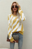 Winter Striped Personality Knitted Pullover Sweater Plus Size Women Round Neck Sweater