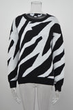 Winter Striped Personality Knitted Pullover Sweater Plus Size Women Round Neck Sweater
