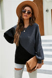 Autumn Winter Autumn Winter Women Stitching Personality Plus Size Women Batwing Knitted Women Sweater