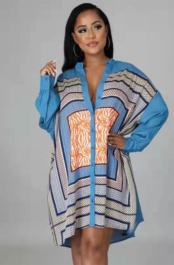 Plus Size Long Sleeve Shirt for Women New Autumn Denim Shirt Blue Early Autumn Baggy Coat Shirt Dress Women Clothing