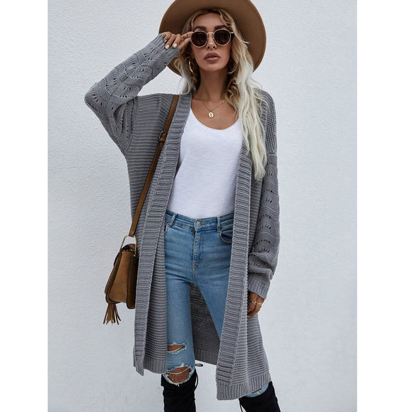 Autumn Long Cardigan Solid Color Women Knitted Women Clothing Fashion Sweater Women