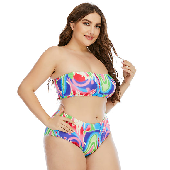 Plus Size Split Tube Top Swimsuit Woman Bikini  Size Bikini