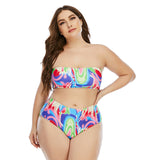 Plus Size Split Tube Top Swimsuit Woman Bikini  Size Bikini