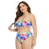 Plus Size Split Tube Top Swimsuit Woman Bikini  Size Bikini