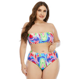 Plus Size Split Tube Top Swimsuit Woman Bikini  Size Bikini