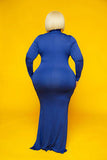 Plus Size Plus Size Fall Winter  Solid Color Turtleneck Cotton Womens Long Sleeve round Neck Mop Dress