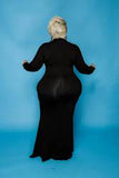 Plus Size Plus Size Fall Winter  Solid Color Turtleneck Cotton Womens Long Sleeve round Neck Mop Dress