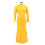 Plus Size Plus Size Fall Winter  Solid Color Turtleneck Cotton Womens Long Sleeve round Neck Mop Dress