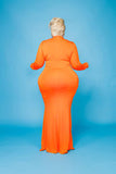 Plus Size Plus Size Fall Winter  Solid Color Turtleneck Cotton Womens Long Sleeve round Neck Mop Dress