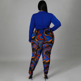 Plus Size Sexy Two-Piece Suit  Stitching Contrast Color Bandage See-through Set Women Clothing