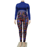 Plus Size Sexy Two-Piece Suit  Stitching Contrast Color Bandage See-through Set Women Clothing