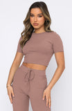 Casual Set Women Solid Color High-Elastic Body Shaping Short Sleeve Sunken Stripe Wide Leg Pants Two-Piece Set