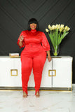 Plus Size Women Clothing Slimming Solid Color Turtleneck Trousers  Body Shaping Two-Piece Suit
