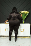 Plus Size Women Clothing Slimming Solid Color Turtleneck Trousers  Body Shaping Two-Piece Suit