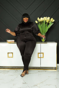 Plus Size Women Clothing Slimming Solid Color Turtleneck Trousers  Body Shaping Two-Piece Suit