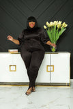 Plus Size Women Clothing Slimming Solid Color Turtleneck Trousers  Body Shaping Two-Piece Suit