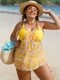 Plus Size Floral Print 3 Pieces Set Bikinis Swimsuit Women Bathing Suits Swimwear Conjunto Biquini Feminino