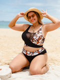 Plus Size Sexy Floral Print Bikini Swimsuit Women Bathing Suits Swimwear Conjunto High Cut Biquini Feminino